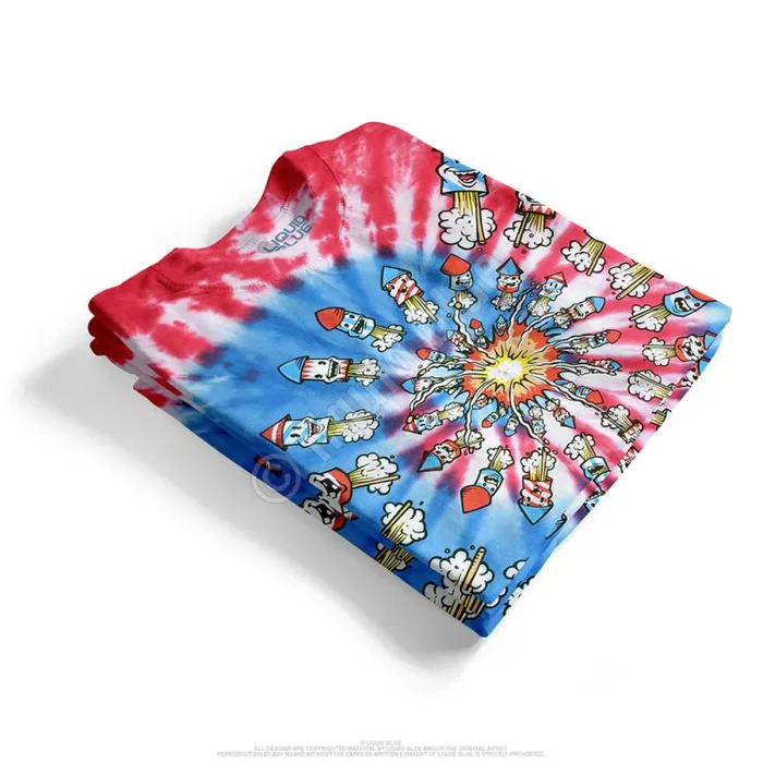 Liquid Blue TShirt Men Fireworks Spiral TieDye TShirt