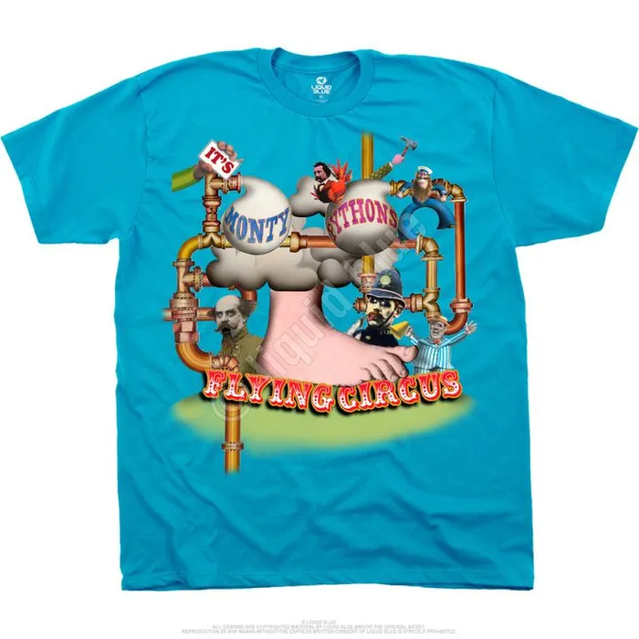 Liquid Blue TShirt Men Flying Circus Foot Light Blue TShirt
