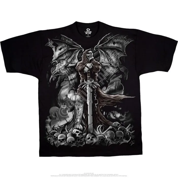 Liquid Blue TShirt Men Gravestone Reaper Black TShirt