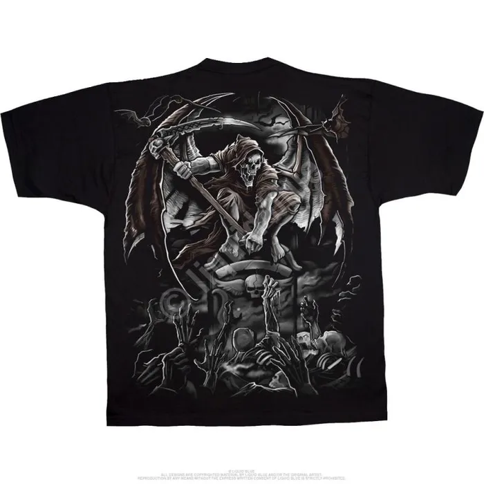 Liquid Blue TShirt Men Gravestone Reaper Black TShirt
