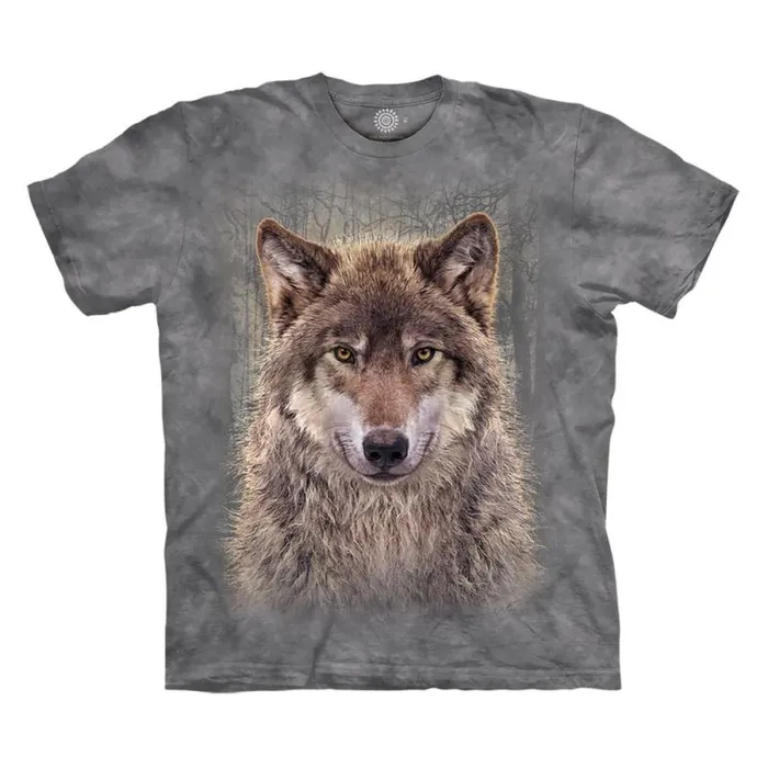 Liquid Blue TShirt Men Gray Wolf Forest Classic Cotton TShirt