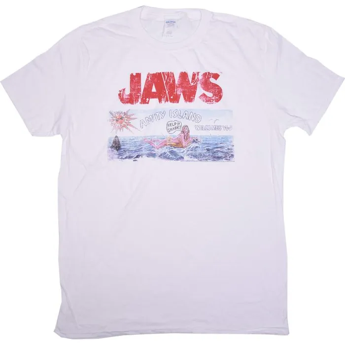 Liquid Blue TShirt Men Jaws Island White TShirt