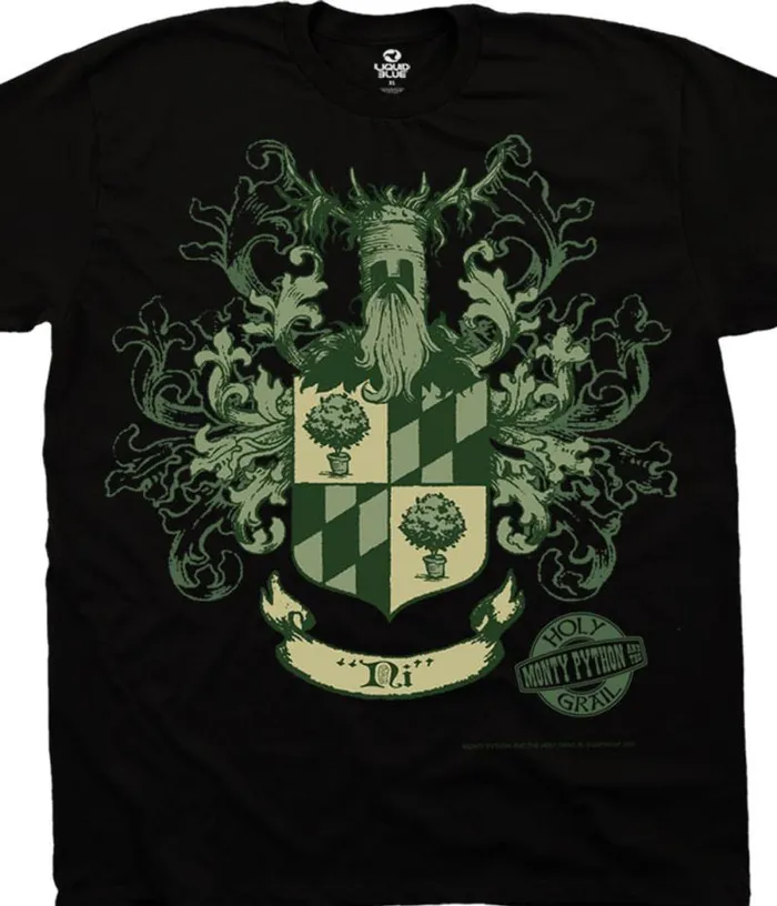 Liquid Blue TShirt Men Knights Of Ni Crest Black TShirt