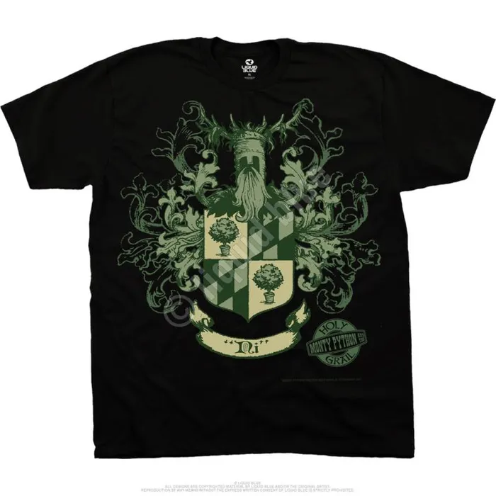 Liquid Blue TShirt Men Knights Of Ni Crest Black TShirt