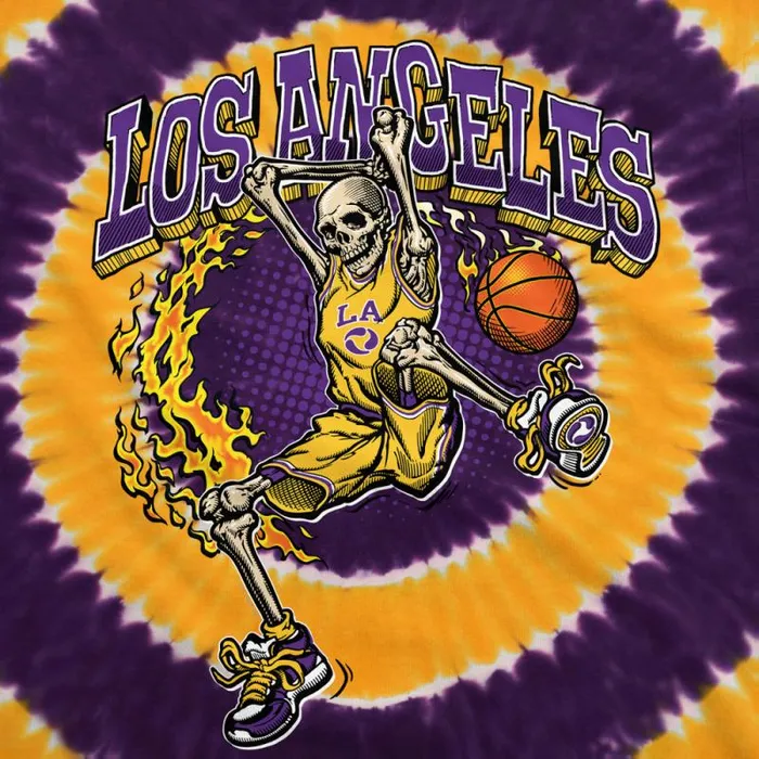 Liquid Blue TShirt Men Los Angeles Dunker Basketball Skeleton TieDye TShirt