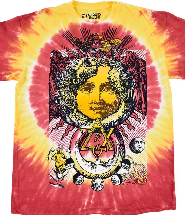 Liquid Blue TShirt Men Lunar Phase TieDye TShirt