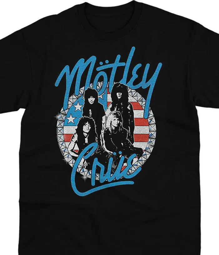 Liquid Blue TShirt Men Motley Crue Vintage Girls Studs Black TShirt