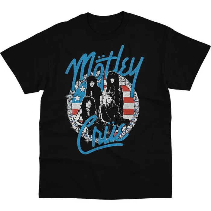 Liquid Blue TShirt Men Motley Crue Vintage Girls Studs Black TShirt