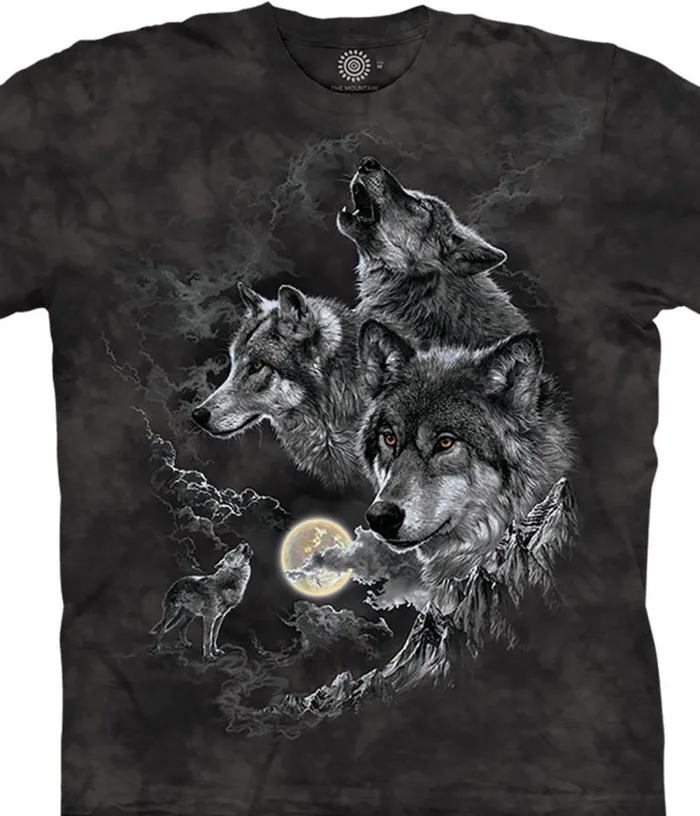Liquid Blue TShirt Men Mountain Trio Moon Classic Cotton TShirt