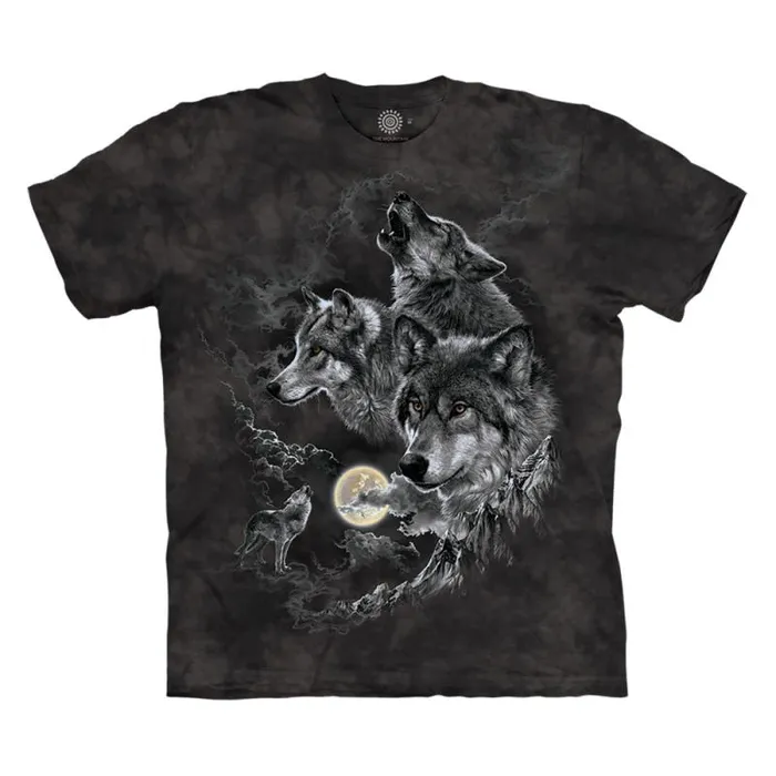 Liquid Blue TShirt Men Mountain Trio Moon Classic Cotton TShirt