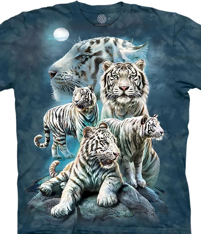 Liquid Blue TShirt Men Night Tiger Collage Classic Cotton TShirt