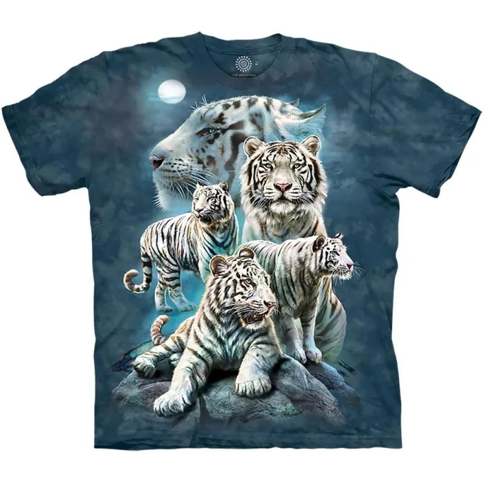 Liquid Blue TShirt Men Night Tiger Collage Classic Cotton TShirt