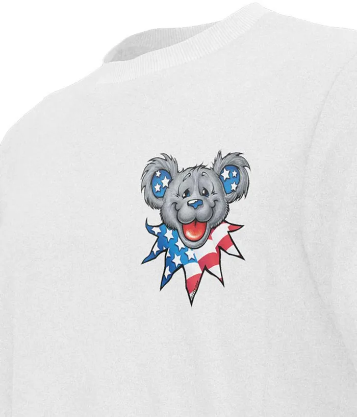 Liquid Blue TShirt Men Patriot Bear Head Chest TShirt