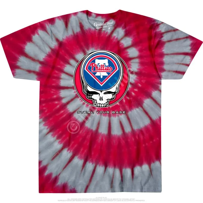 Liquid Blue TShirt Men Philadelphia Phillies Steal Your Base TieDye TShirt