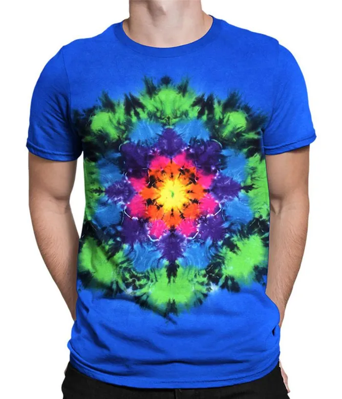Liquid Blue TShirt Men Rainbow Mandala Unprinted TieDye TShirt