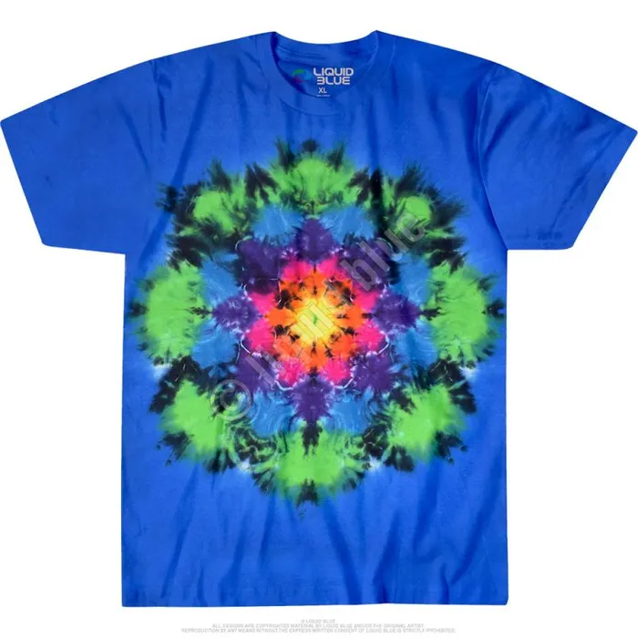 Liquid Blue TShirt Men Rainbow Mandala Unprinted TieDye TShirt