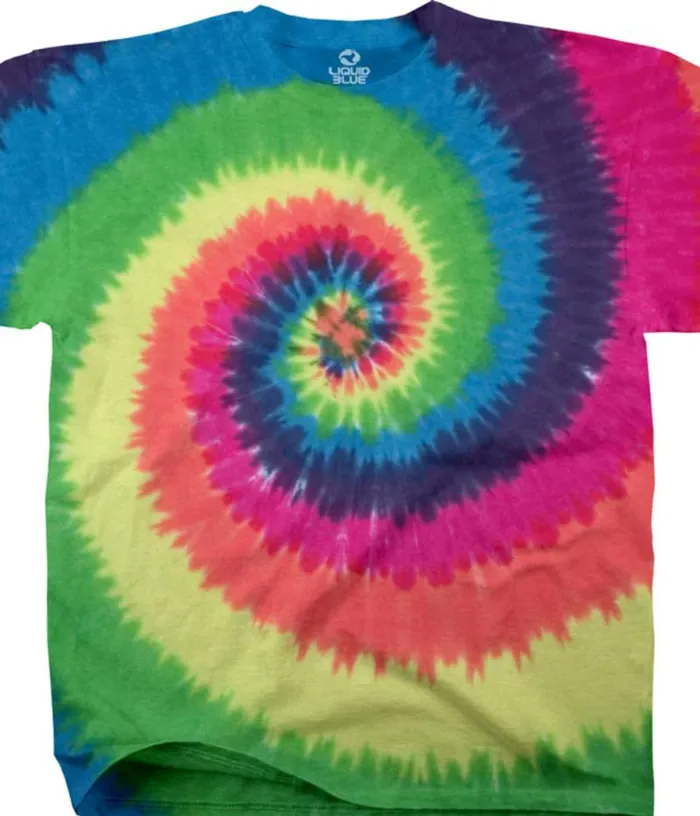 Liquid Blue TShirt Men Rainbow Spiral Unprinted TieDye TShirt