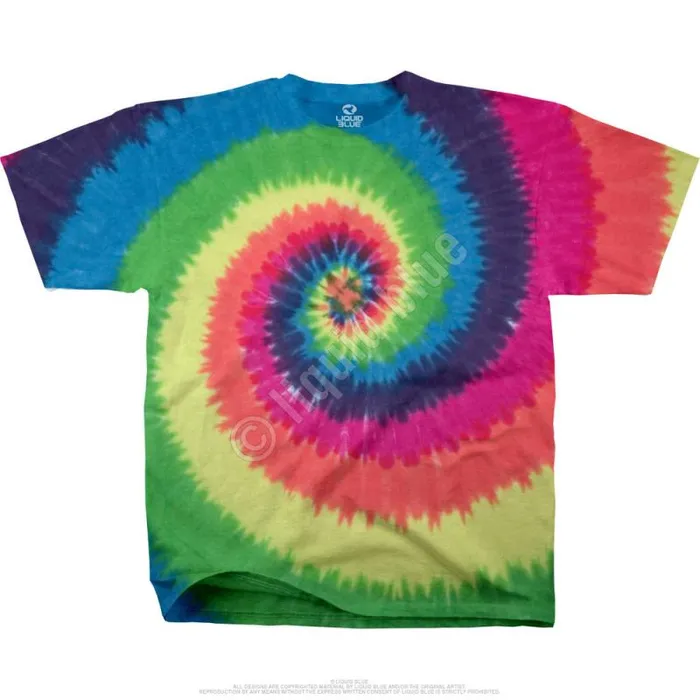 Liquid Blue TShirt Men Rainbow Spiral Unprinted TieDye TShirt