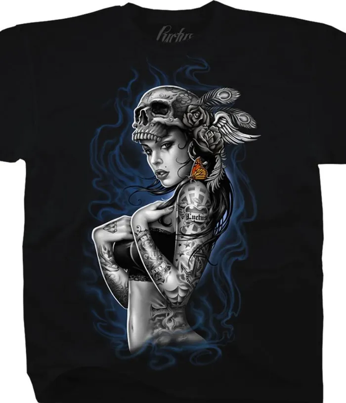 Liquid Blue TShirt Men Smoke Tattoo Black TShirt