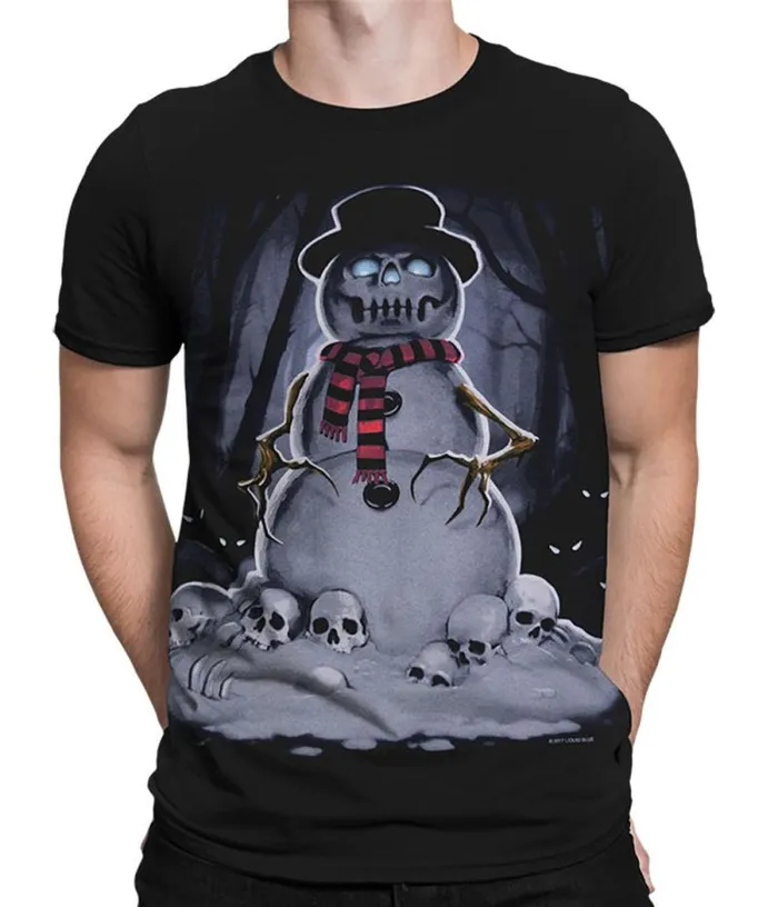 Liquid Blue TShirt Men Snowman Black TShirt