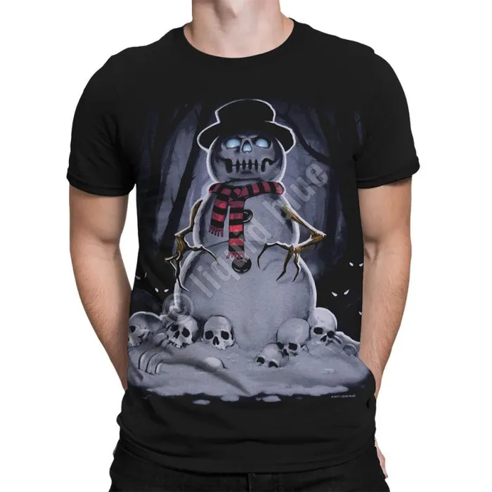 Liquid Blue TShirt Men Snowman Black TShirt