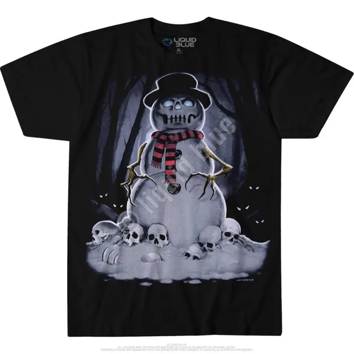 Liquid Blue TShirt Men Snowman Black TShirt