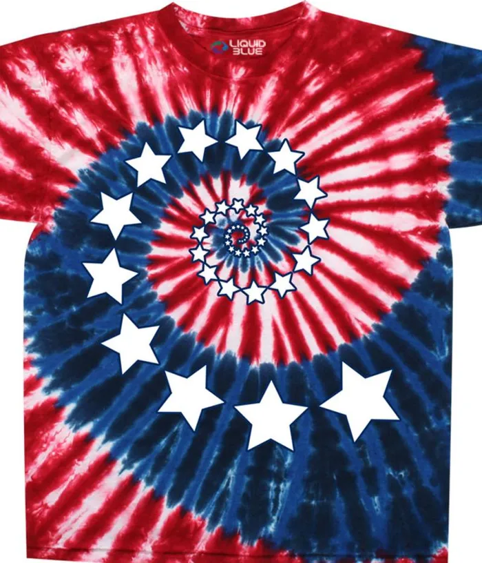 Liquid Blue TShirt Men Stars And Stripes Spiral TieDye TShirt