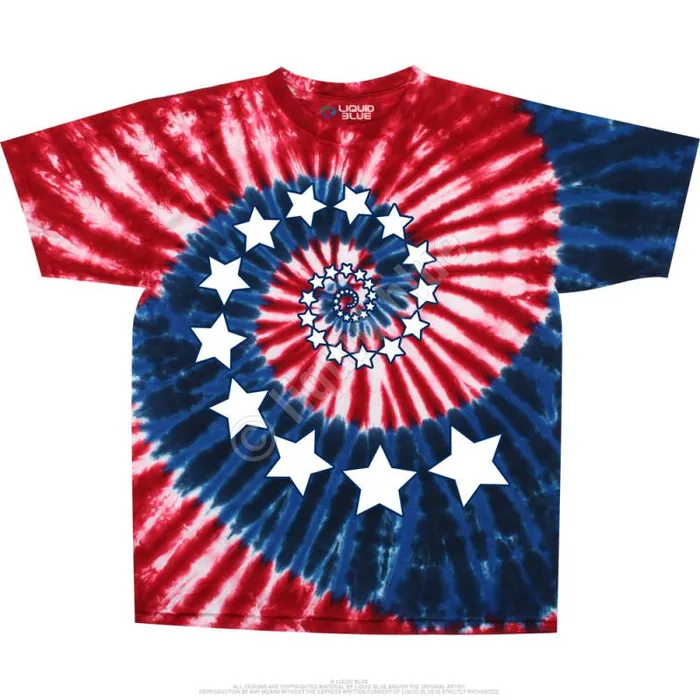 Liquid Blue TShirt Men Stars And Stripes Spiral TieDye TShirt