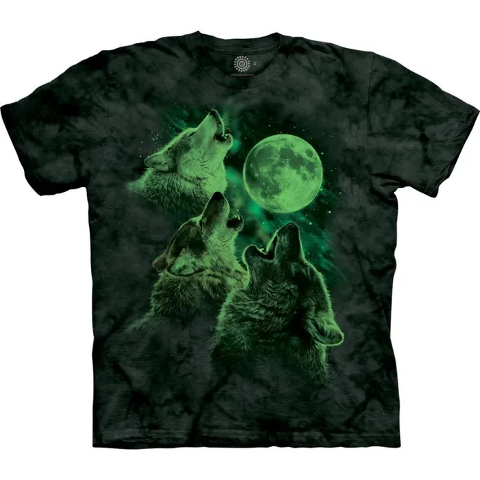 Liquid Blue TShirt Men Three Wolf Moon Classic Cotton TShirt 8211 Glow In The Dark