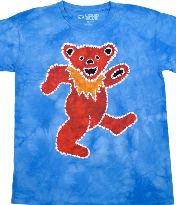 Liquid Blue TShirt Men TieDye Red Bear TShirt
