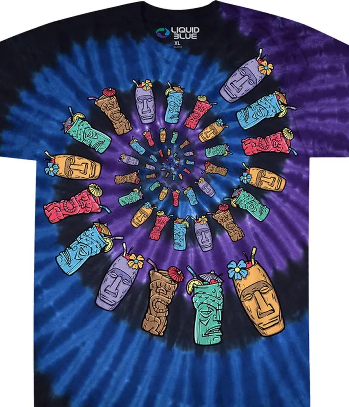 Liquid Blue TShirt Men Tiki Spiral TieDye TShirt