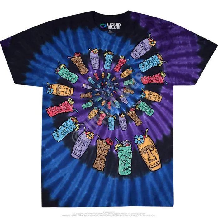 Liquid Blue TShirt Men Tiki Spiral TieDye TShirt