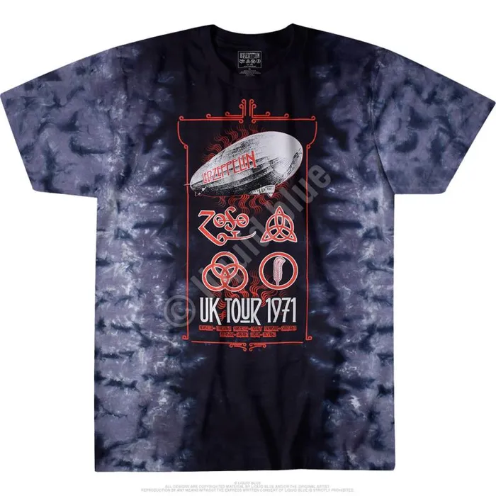 Liquid Blue TShirt Men Uk Tour 1971 TieDye TShirt