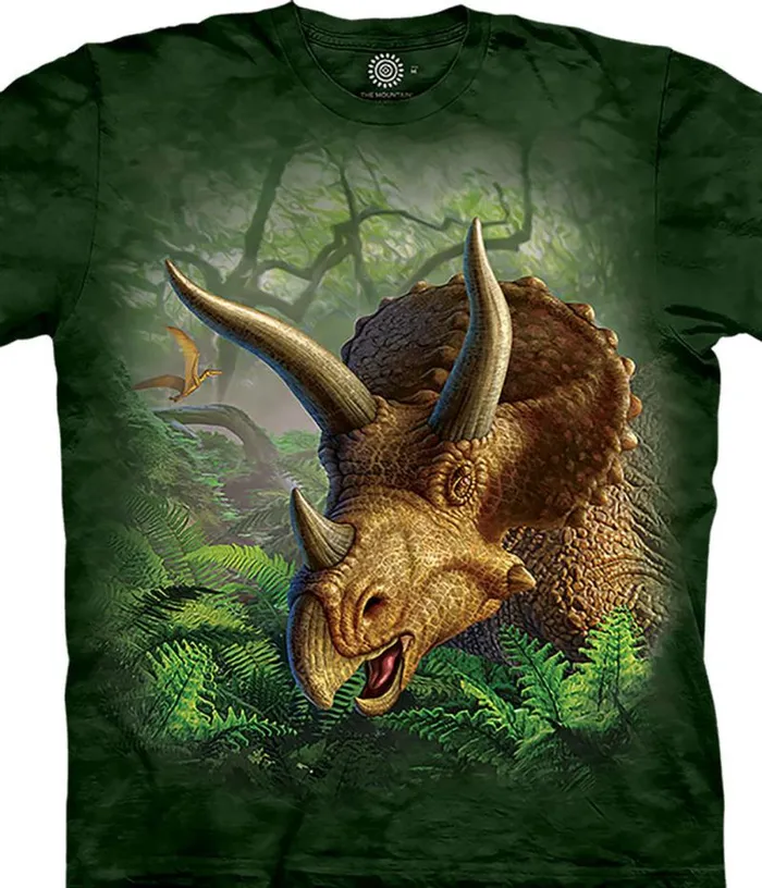 Liquid Blue TShirt Men Wild Triceratops Classic Cotton TShirt