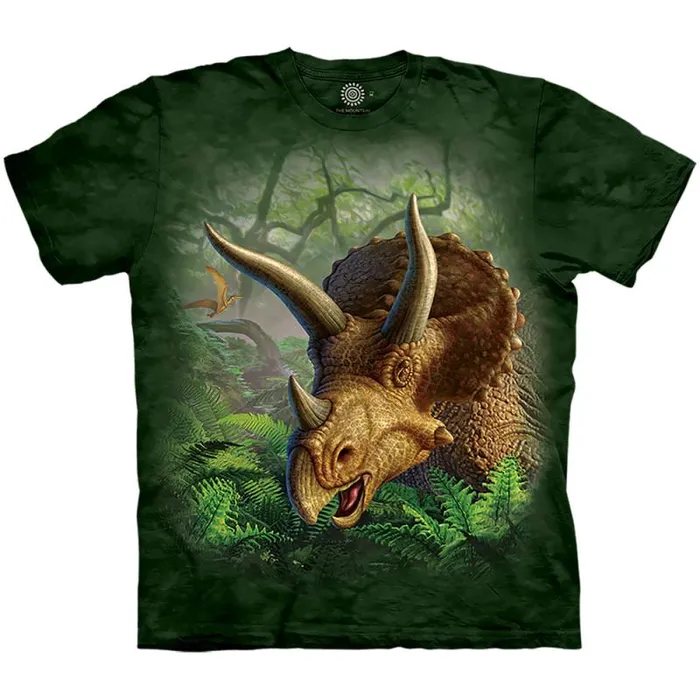 Liquid Blue TShirt Men Wild Triceratops Classic Cotton TShirt