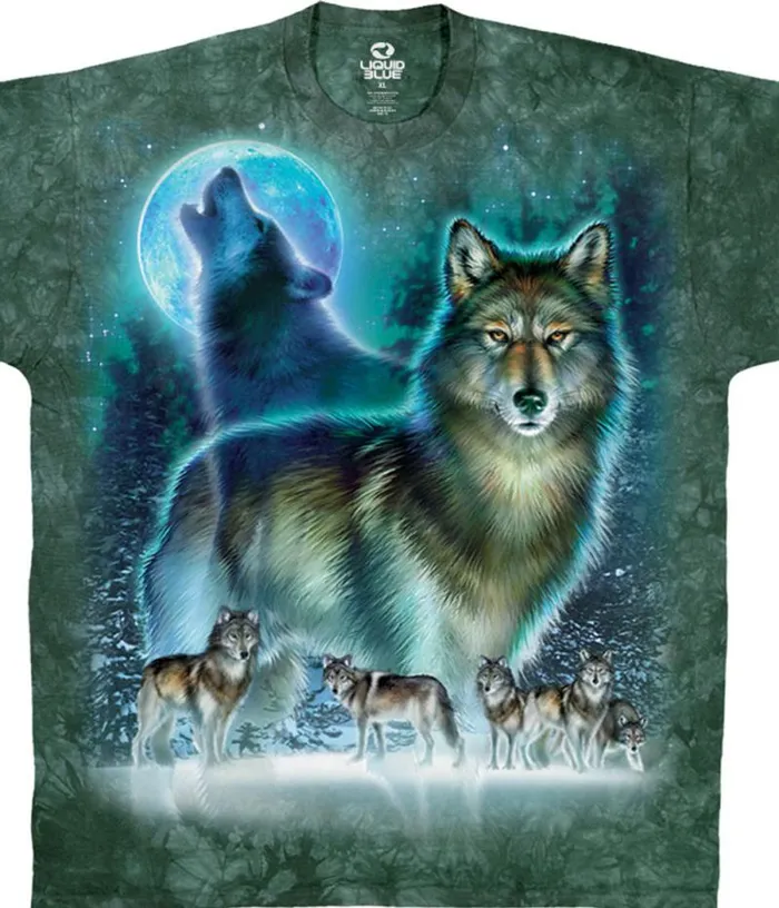 Liquid Blue TShirt Men Wolf Moon TieDye TShirt