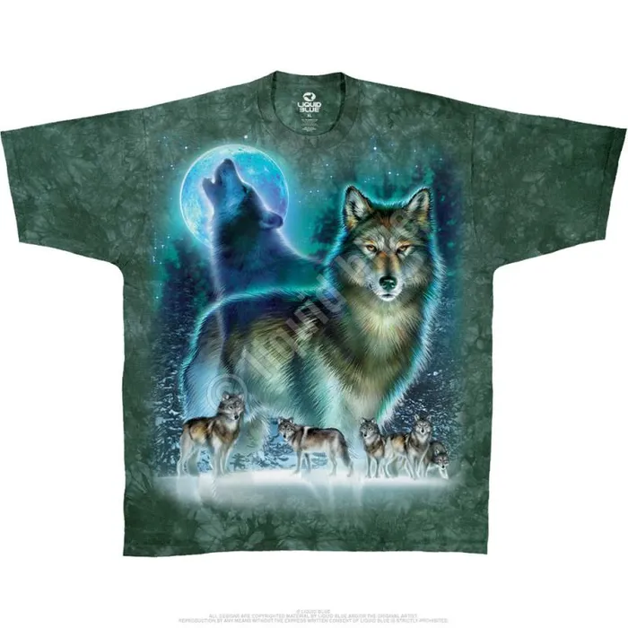 Liquid Blue TShirt Men Wolf Moon TieDye TShirt