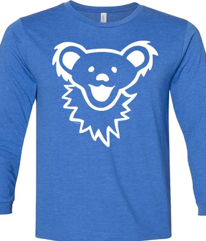 Liquid Blue Youth Kids Dancing Bear Face Royal Youth Long Sleeve TShirt