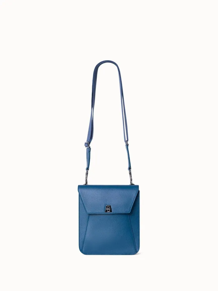 Little Anouk Messenger Bag In Cervocalf Leather Pacific Denim Women Akris Messenger Bags