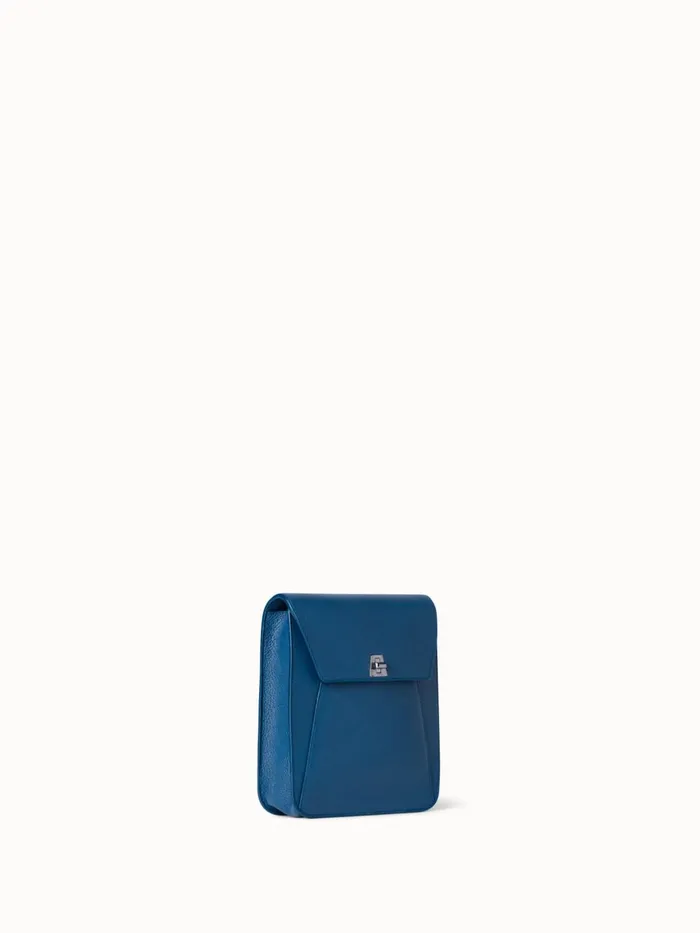 Little Anouk Messenger Bag In Cervocalf Leather Pacific Denim Women Akris Messenger Bags