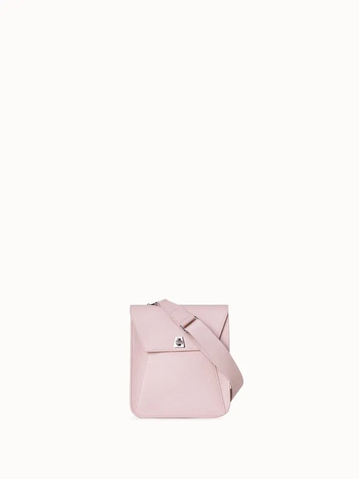 Little Anouk Messenger In Calf Leather Pale Rose Women Akris Messenger Bags