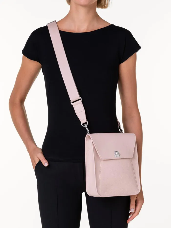 Little Anouk Messenger In Calf Leather Pale Rose Women Akris Messenger Bags