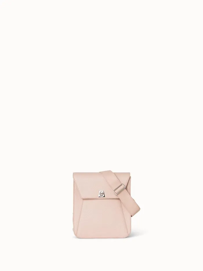 Little Anouk Messenger In Calf Leather Pale Rose Women Akris Messenger Bags