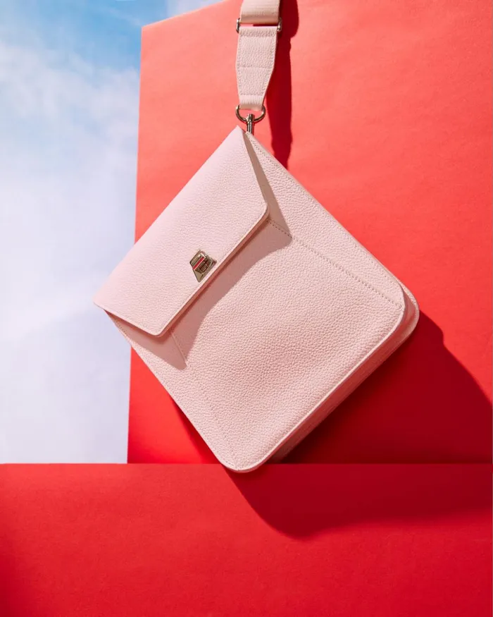 Little Anouk Messenger In Calf Leather Pale Rose Women Akris Messenger Bags
