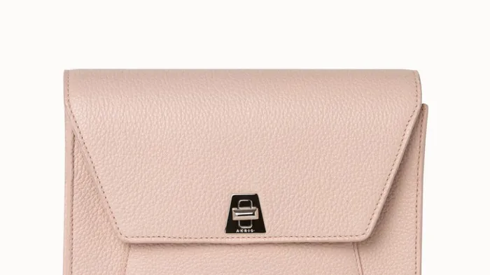 Little Anouk Messenger In Calf Leather Pale Rose Women Akris Messenger Bags