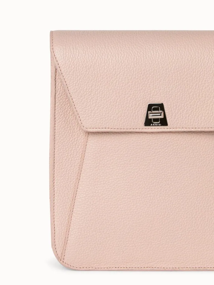 Little Anouk Messenger In Calf Leather Pale Rose Women Akris Messenger Bags