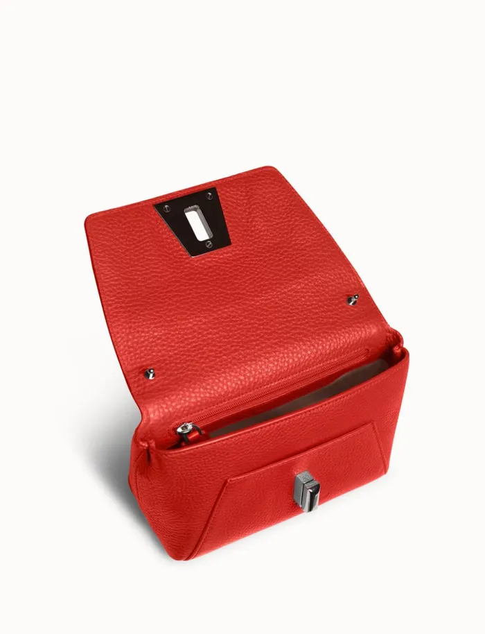 Little Day Bag In Cervocalf Leather With Silver Colored Hardware Scarlet Women Akris Crossbody Bags