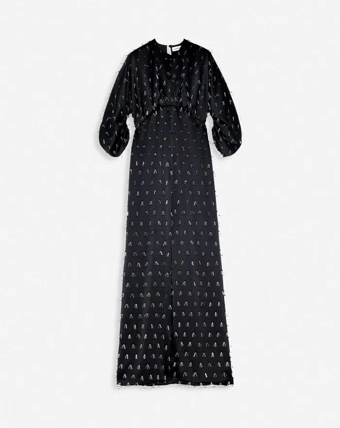 Long Embroidered Dress Black Women Lanvin Dresses