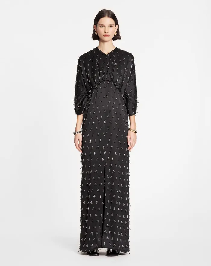 Long Embroidered Dress Black Women Lanvin Dresses