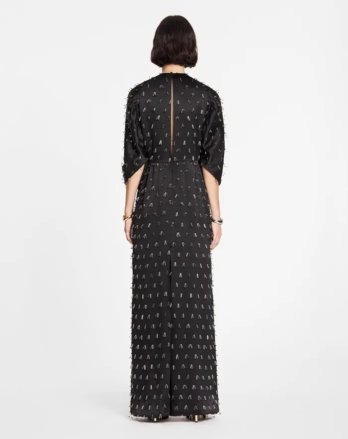Long Embroidered Dress Black Women Lanvin Dresses